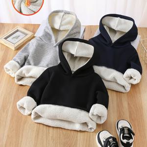 TEMU 남아용 세트: 가을 겨울용 아웃도어 캐주얼 트렌디한 편안한 후드 긴팔 안감 스웨트셔츠