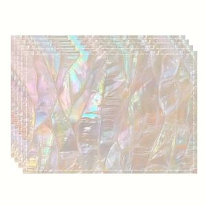 TEMU 4개 세트 우아한 진주 테이블 매트 - 대형 12.5x16.5인치 반짝이는 진주 같은 질감의 플레이스매트, 홈/레스토랑/파티용 고급 식탁 장식 - 크리스마스, 할로윈, 결혼식, 기념일 선물에 완벽 - ZZTM09, 파티 테이블웨어, 꽃무늬 패턴, 마감, 이벤트 플래너용 식탁 설정, 2D 평면