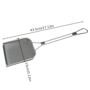 TEMU 긴 손잡이 스테인리스 스틸 오일 잔여물 스푼, 감자튀김, 치킨 필렛, 튀김닭용 대형망 스푼, 오일 필터링 및 여과에 적합, 가정용 튀김 및 파스타 요리에 이상적