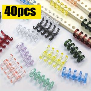 TEMU 모란디 파스텔 플라스틱 바인더 클립 40개 - DIY 노트북용 투명 5홀 페이지 고정기, 부드러운 색상의 루즈리프 종이 정리용, 오피스, 불렛저널링 용품 호환