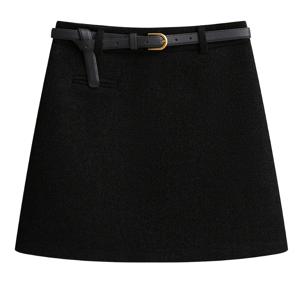 TEMU 그레이 트위드 A라인 스커트 여성용, 2026 가을/겨울 신상, 하이웨이스트 트위드 스커트 페티트 여성용, A라인 힙랩핑 미니 스커트, 필수 아이템, 벨트 미포함|여성의류