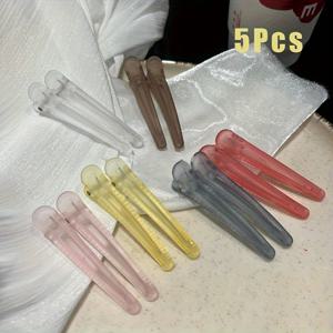 TEMU 5개 세트 무광 오리 부리 헤어 클립 - 직사각형 미끄럼 방지 헤어 그립, 여성용 간편하고 귀여운 헤어핀, 앞머리, 올림머리, 데일리, 특별한 날에 적합 | 텍스처 표면 디자인