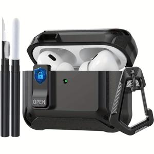 TEMU KEKOA 에어팟 Pro 3 케이스 잠금 2025, 에어팟 및 아이팟 3세대용 충격 방지 보호 커버, 남녀 공용 클리닝 키트 및 카라비너 포함