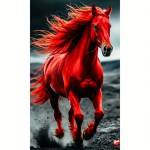 TEMU 1개 무테 DIY 성인용 5D 페인팅 키트, 붉은 말 달리기 패턴, 5D 풀 랩그로운 아트 자수 크로스 스티치 그림, 초보자 및 공예 애호가를 위한 완벽한 선물 - 휴일 파티 장식 또는 홈 월 행잉 아이디어, 부활절, 독립기념일, 할로윈, 추수감사절 생일 선물로 완벽한 깜짝 선물, 장식용 예술품,고품질|보석십자수