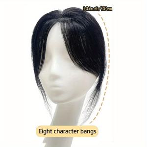 TEMU 10인치 천연 인모 탑퍼 가발 - 3D 앞머리 & 볼륨 강화, 여성용 헤어피스, 클립온/부착식, 대머리/짧은 헤어라인용 (합성 없음)