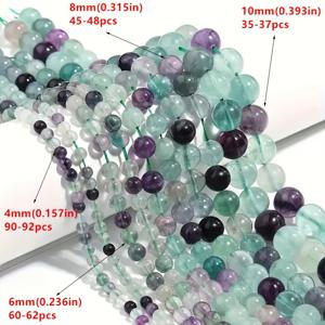 TEMU 4/6/8/10mm 천연 플루오리트 비즈, 주얼리 제작용 – 원형 루스 비즈, 고품질 스톤 재료, 수제 땋은 팔찌, 목걸이 제작에 이상적, 독특한 선물 아이디어, 비즈 디자인 및 공예 추가에 적합