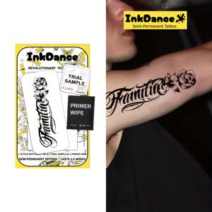 TEMU 1 Kit INKDAN 반영구 & 임시 타투 - 남녀 공용, 식물성 성분, 파티, 페스티벌, 일상 착용에 적합한 리얼리스틱 잉크 - 적용 및 제거 포함 (1 Kit)