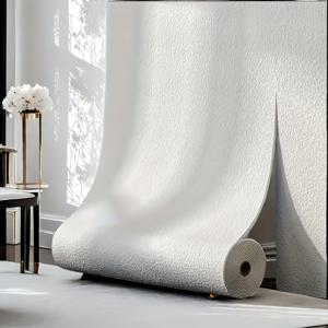 TEMU 2롤 화이트 텍스처 벽지 - 모던 스타일 접착식, XPE 보드 탈착식 레이어, 쉬운 커팅, 거실, 주방, 침실용 - 내구성 강한 페인트 가능 (2롤 팩)