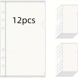 TEMU 12개 A6 지퍼리스 바인더 포켓 - 라벨 없는 인덱스 탭 교체 시스템, 6링 바인더 호환, 사무용, 플래너 정리용 (지퍼 없음, 내구성 있는 PP 플라스틱 삽입물)