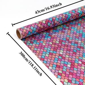 TEMU 무지개 인어 비늘 반짝이 선물 포장지 - 그라데이션 컬러풀 글리터 선물 포장지 | 생일 파티 선물 포장 DIY 공예 재료 크리스마스 발렌타인데이 판타지 선물 장식용 종이 (단일 롤 3미터), 휴일 장식,이벤트 플래너