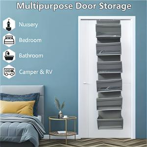 TEMU 6단 헤비듀티 접이식 걸이형 수납 선반 - 6개의 대형 포켓, 넘어짐 방지 수직 도어/벽걸이 정리대, 공간 절약형 패브릭 캐비닛, 방, 욕실용 - 기저귀, 장난감, 신발, 수건 수납 - 쉬운 설치, 내구성 강함