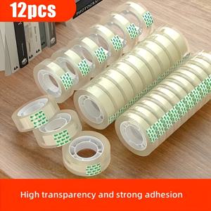 TEMU 강력 접착성 투명 테이프 12롤. 선물 포장, 사무용품, 공예, 이사 상자 밀봉에 적합합니다. 가정, 학교, 창고 사용에 이상적이며 실용적인 포장 문구류입니다.