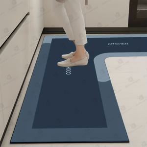 TEMU 1개 L자형 미끄럼 방지 매트 (욕실 및 주방용), 뛰어난 흡수력의 주방 매트, 둥근 모서리 디자인, 녹색/파랑색/검은색/갈색/베이지색으로 제공, 세탁 가능 및 간편한 청소 샤워 매트, 욕조, 싱크대 및 스토브 부근에 적합