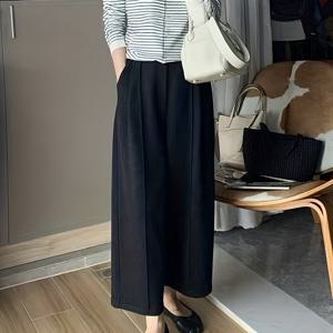 TEMU 여성용 우아한 트위드 하렘 팬츠 - 겨울용 보온 루즈핏 발목길이 바지, 탄력성 허리밴드, 솔리드 컬러 캐주얼 & 스마트 팬츠, 가을/겨울용, 세탁기 사용 가능 트위드 바지|냉장고바지|옷|바지