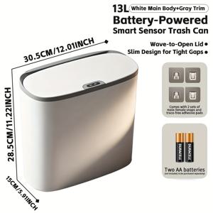 TEMU 13L/3.43gal 벽걸이형 스마트 (적외선 센서 & 저소음 닫힘 뚜껑) - 터치리스 모션 센서 , 모던 & 오렌지 디자인|쓰레기통