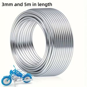 TEMU 3mm 두께 알루미늄 공예 와이어, 5/10미터 길이 - 조각, 분재, 꽃꽂이, 클레이 모델, 인형, 주얼리 제작, 모델 조형용 유연한 금속 와이어 | 부드러운 질감 | 실용적인 공예 재료, 주얼리 제작용 스틸 와이어