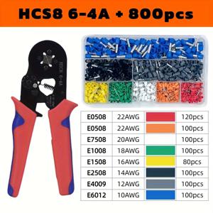 TEMU 전선 페룰 압착 공구 키트 | 4각 자동 조절 AWG23-7 사양 전기 단자, 오디오 및 자동차용 라쳇 플라이어