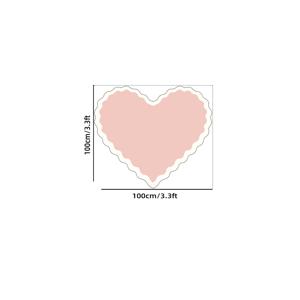 TEMU 1개 핑크 불규칙 모양 침실 카펫, 인조 캐시미어 도트, 창의적인 물결 모양 가장자리 하트 모양 러그 (거실용), 완벽한 발렌타인데이 선물, 프랑스 로맨틱 크림 스타일 홈 데코 (커피 테이블 및 소파용)