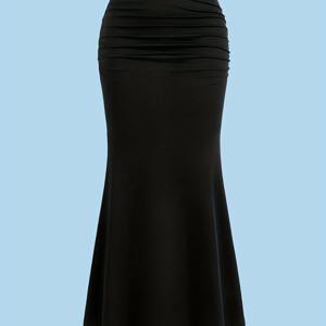 TEMU 우아하고 다용도 슬림핏 머메이드 롱 스커트 여성용