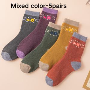 TEMU 겨울용 빈티지 스타일 여성용 두꺼운 테리클로스 양말 5켤레 세트, 계절용 발 보호 양말, 포근한 겨울 의류, 클래식 디자인, 내구성 & 부드러운 소재, 그녀를 위한 선물, 크리스마스 선물, 새해 선물