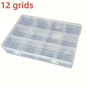 TEMU 1대용량 투명 플라스틱 보석 및 구슬 보관함 - 다중 구획 및 카드 슬롯 포함, 내구성 강한 보관 케이스, DIY 공예, 구슬, 액세서리, 단추, 재봉용품에 적합 - 튼튼한 직사각형 용기