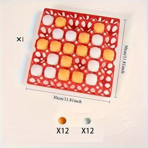 TEMU 25개 재미있는 탁구 계란 게임 세트: 계란통 1개, 흰색 공 12개, 주황색 공 12개 – 커플, 파티, 솔로 플레이에 완벽한 반짝이는 5개 라인 보드 게임 | 이상적인 크리스마스 선물, 정원 파티를 위한 창의적이고 다재다능한 파티 소품