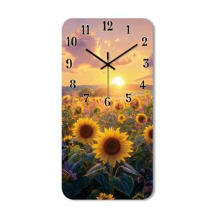 TEMU 1개 무소음 벽시계, 나무 장식형 직사각형 시계 HD 광택 라미네이션 마감, 밭과 시계 숫자 오버레이 디자인, 거실, 주방, 사무실, 옷장 벽, 게스트룸용 (배터리 미포함)|시계