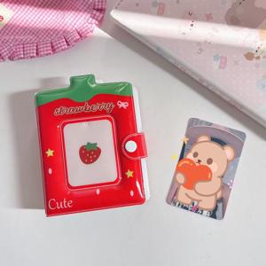 TEMU 귀여운 딸기 우유병 플라스틱 포토 앨범 - 3인치 소형 카드 & 사진 보관 케이스, , 팬아트, 스크랩북용 우유병 디자인 (내구성 있는 직사각형 장식용)