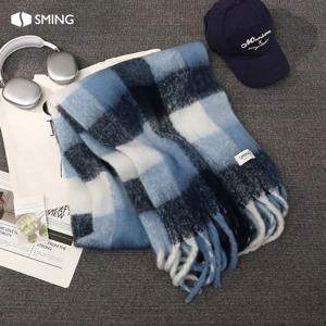 TEMU 1개 우아한 블루 스카프 | 따뜻하고 방풍, 겨울철 및 선물용으로 이상적, 손세탁만 가능