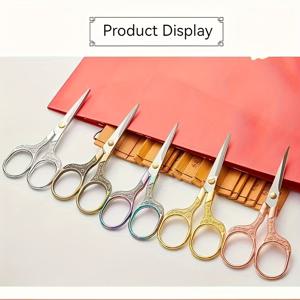 TEMU 5개 고정밀 스테인리스 스틸 가위 세트 | 자수 및 재봉에 이상적 - 빈티지 장인 정신, 천 및 실 절단기 - 양손잡이용, 클래식 재봉사 디자인, 재봉 및 바느질에 적합