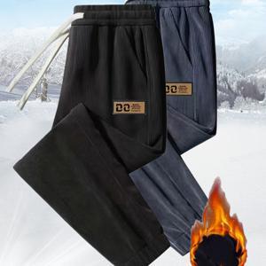 TEMU 남성용 두꺼운 코듀로이 원단 코듀로이 팬츠, 스탠드아웃 & 솔리드 드로스트링 허리 - 캐주얼 아웃도어 겨울 팬츠, 일상복 및 청년용, 세탁기 사용 가능한 코듀로이 바지|남자바지