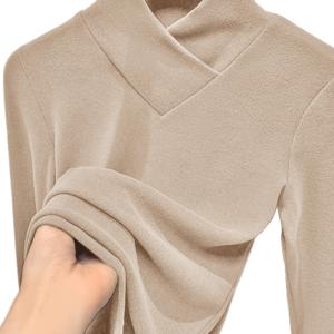 TEMU 여성용 긴팔 캐주얼 패션 상의, 크로스 칼라 디자인으로 가을, 겨울 레이어링에 완벽|블라우스|여성의류|패션