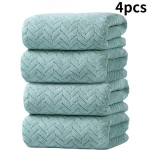 TEMU 4개 대형 욕실 타월 세트 | 75x35cm (29.5x13.8인치) 280g 속건성 성인 타월, 부드럽고 편안함, 다양한 색상 옵션, 목욕, 호텔 및 해변 사용에 적합 | 폴리에스터 혼방, 기하학적 패턴, 내구성 및 흡수력|비치타올