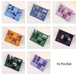 TEMU 16개 아름다운 풍경 시리즈 자석 책갈피 세트, 예술적인 양면 페이지 클립, 휴대용 미니 책갈피 (풍경 패턴), 약한 자석 책갈피 세트