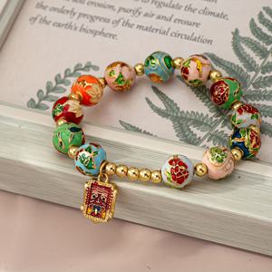 TEMU 12가지 별자리 꽃이 특징인 빈티지 스타일의 탄성 팔찌, 새로운 중국 스타일 액세서리