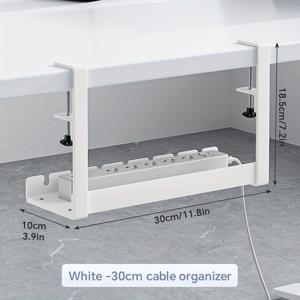 TEMU 드릴 없는 책상 아래 케이블 관리 트레이, 클램프 마운트가 있는 메탈 메쉬 케이블 관리, 3홀 케이블 트레이와 책상 와이어 관리, 홈 오피스 스탠딩 데스크용 데스크 코드 정리대|책상