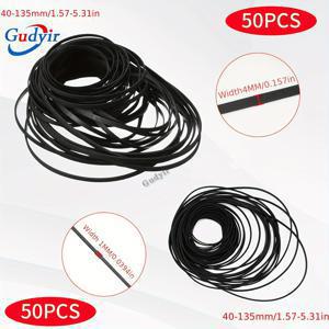 TEMU 100개 레코더 고무 벨트 | 카세트 레코더 수리 유지 보수 혼합 플랫 카세트 테이프 기계 고무 벨트 40-135mm, 1mm 폭 50개 및 4mm 폭 50개