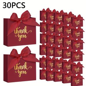 TEMU 리본이 달린 우아한 소형 감사 선물백 30개입 - 웨딩 파보어, 졸업 파티 용품, 샤워 파티 및 기업 행사용 평면 종이 백 - 조립용 팩