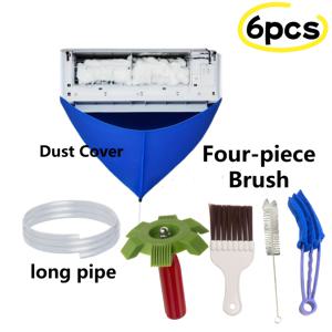 TEMU 5/6개 에어컨 딥 클리닝 도구 세트 (먼지 덮개, 2미터 배수 파이프, 4가지 종류의 브러쉬 포함). 에어컨 내부 및 외부를 모두 전문적으로 청소하는 데 사용됩니다. 벽걸이형 에어컨 청소 도구 (S)|에어컨실외기커버|에어컨커버|에어컨선풍기