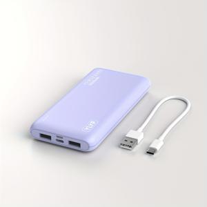 TEMU 10,000mAh 슬림 고용량 휴대용 보조 배터리, 5V 2A 듀얼 USB 충전기와 LED 배터리 표시등이 특징이며 iPhone 및 Android 기기와 호환되며 2개의 USB 출력 및 Type-C/Micro 입력을 제공합니다.