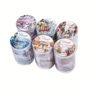 TEMU 코너 여행 시리즈 풍경 PET 다이컷 테이프 6개 세트, 스크랩북 일기장 DIY 장식 액세서리, 쓰레기 저널 스티커, 아트 및 공예 장식품, 스크랩북 용품, 휴일 선물