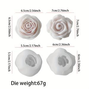 TEMU DIY 향초용 3D 장미 꽃 실리콘 캔들 몰드 2개 세트 - 사용 및 제거가 쉬움, 손으로 만드는 왁스 공예에 완벽한 플로랄 디자인, 우아한 캔들 몰드 | 리얼리스틱 꽃 모양, 캔들 만들기 용품