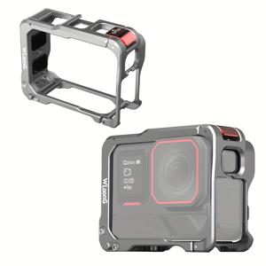 TEMU Insta360 Ace Pro 2 액션 카메라용 메탈 보호 케이스 (마운팅 프레임 및 콜드 슈 마운트 포함). 아웃도어 스포츠 브이로그, 여행 사진, 라이딩, 스키, 자전거 마운트 및 헬멧 카메라에 적합.