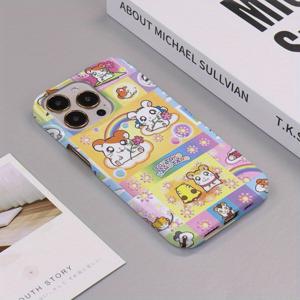 TEMU 휴대폰 케이스: 햄스터 캐릭터와 컬러풀 패턴, 올인원 내충격 필름 하드 케이스, 아이폰 11/12/13/14/15/16/플러스/프로/프로맥스용, 남녀공용 보호 커버 선물