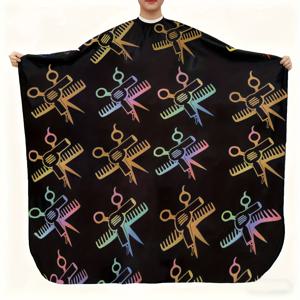 TEMU 컬러풀 헤어살롱 랩, 조절 가능한 넥라인, 헤어살롱에 적합