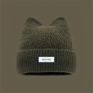 TEMU 귀여운 여성용 고양이 귀 모자, 가을/겨울에 완벽, 한국 스타일, 귀를 따뜻하게 유지하고 머리에 잘 맞도록 디자인됨|모자