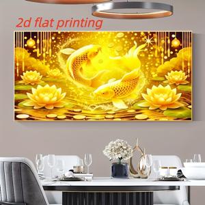 TEMU 대형/소형/중형 5D 페인팅 키트 - 자체 접착식 풀 라운드 , 황금 잉어 & 연꽃 3D 벽 장식, DIY 공예, 성인용, 중국 설날/생일/크리스마스 선물, 황금 잉어 장식 (120x)|보석십자수