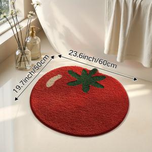 TEMU 1개 DAJIANG 토마토 모양 욕실 매트 - 미끄럼 방지 TPR 백킹, 두꺼운 흡수력 부드러운 라운드 바닥매트, 욕조, 샤워실, 세면대용 - 겨울 & 가을 홈 데코 (토마토 과일)|싱크대