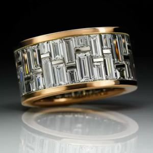 TEMU RYYM 럭셔리 와이드 KC 이터널 링 - 여성 & 남성용 투톤 합성 지르코니아 웨딩/약혼반지, 기념일 선물, 4월 탄생석, 클래식 빈티지 프로미스 링|탄생석