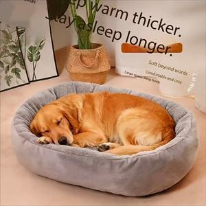 TEMU 겨울용 따뜻한 두꺼운 강아지 침대 쿠션 포함, 대형 타원형 반려동물 매트 (고양이와 강아지용)